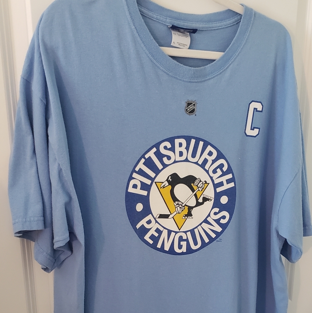 Blue And White Pens Tshirt- #87 Crosby